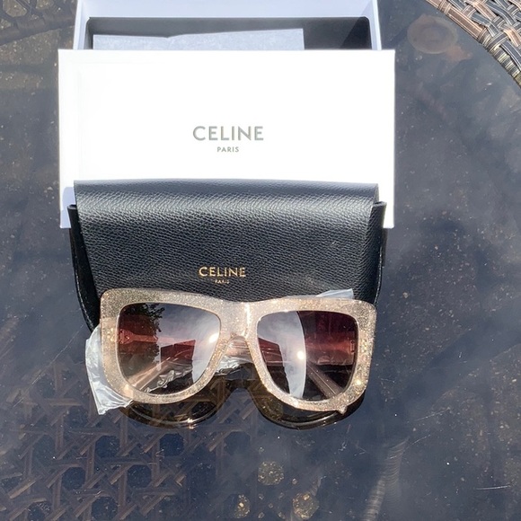 CELINE GLITTER FRAME NUETRAL SUNGLASSES, CASE, CLEANING CLOTH & CARE BOOKLET NWT - Picture 4 of 12